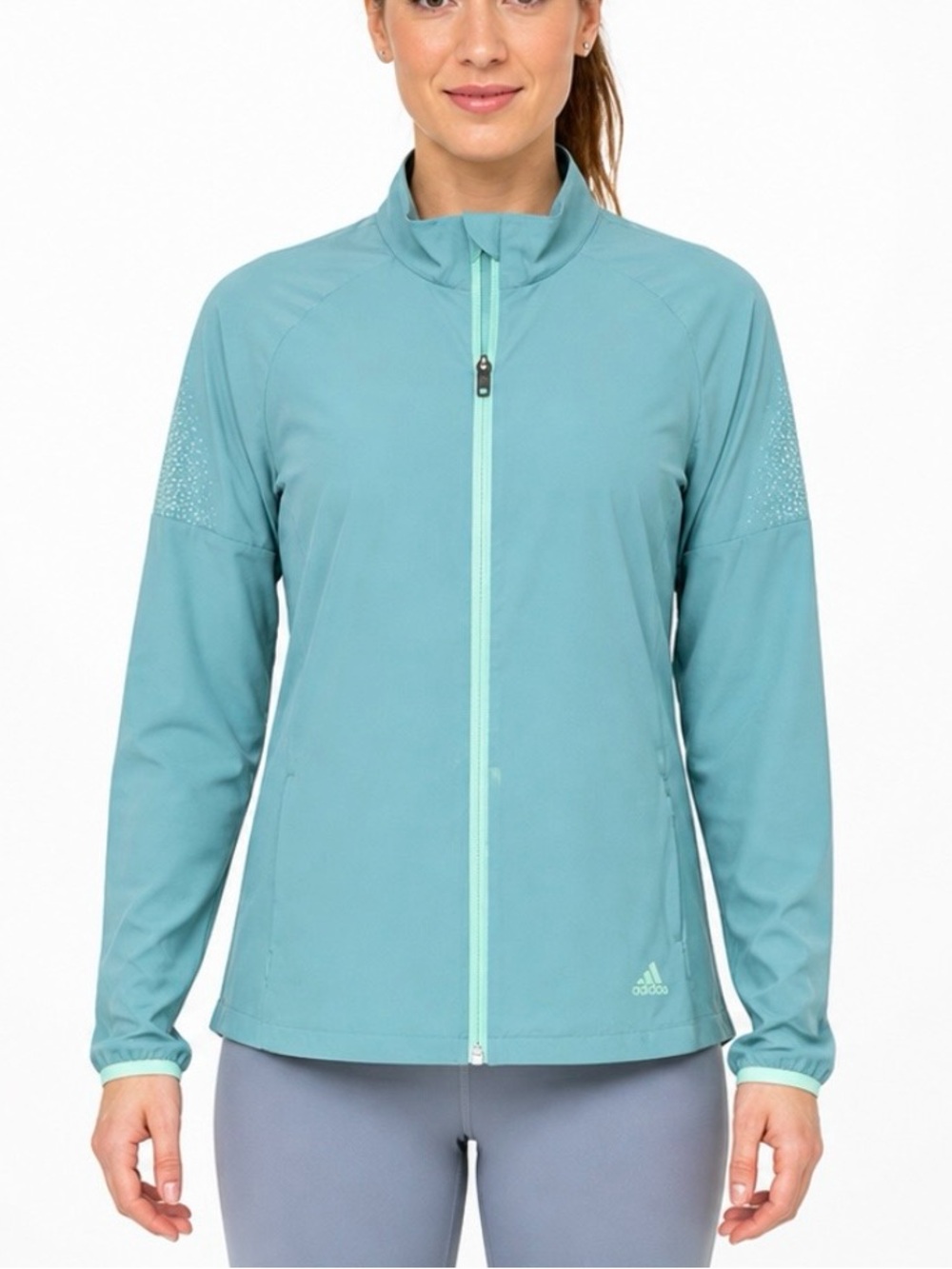 ADIDAS Climalite Teal Full Zip Lightweight Running Jacket size M